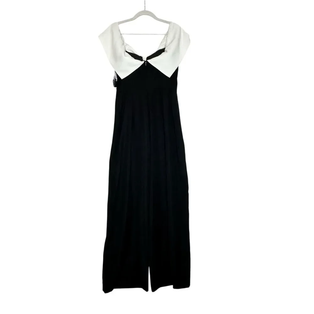 Avec Les Fille Black Crepe Wide Leg Off the Shoulder Jumpsuit | 8